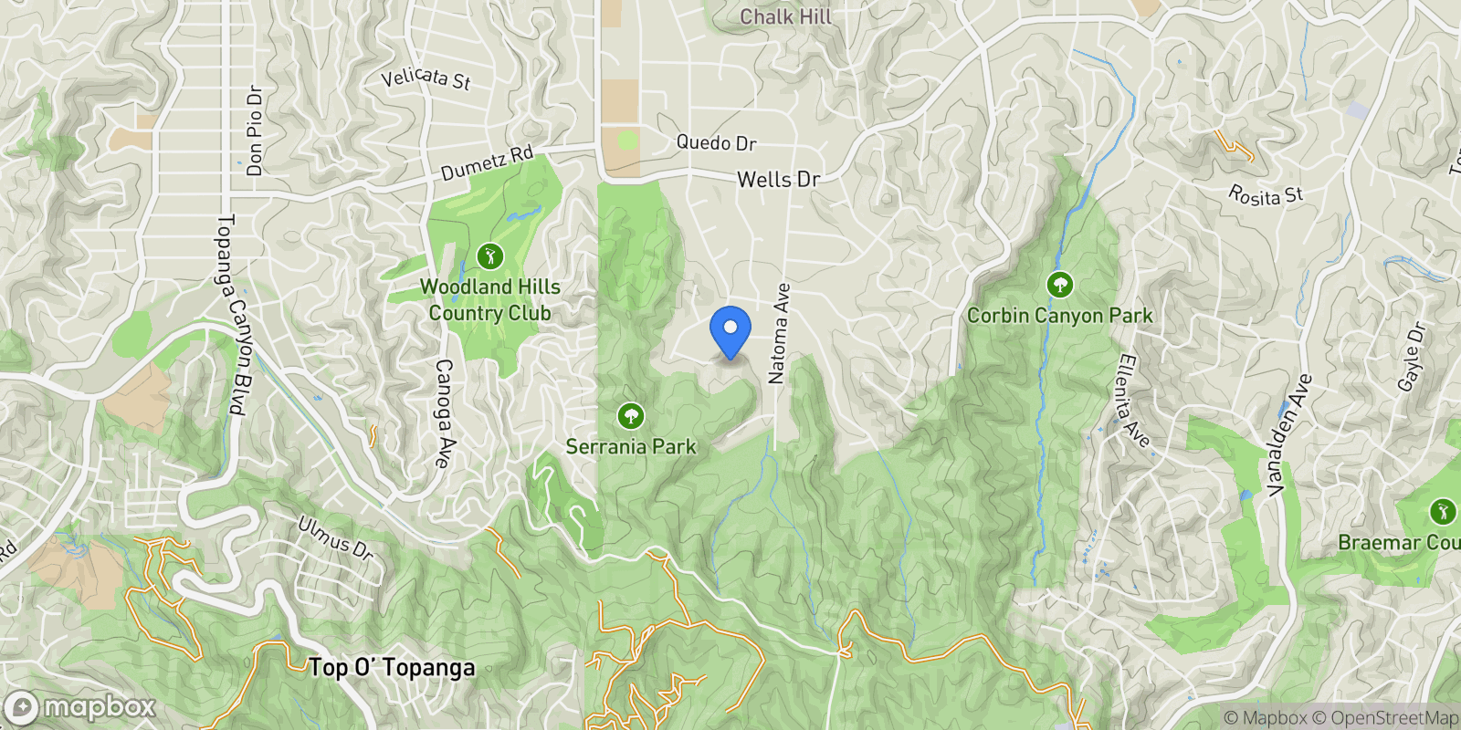 Map showing 20608 Chatsboro Dr, Los Angeles, California, United States.