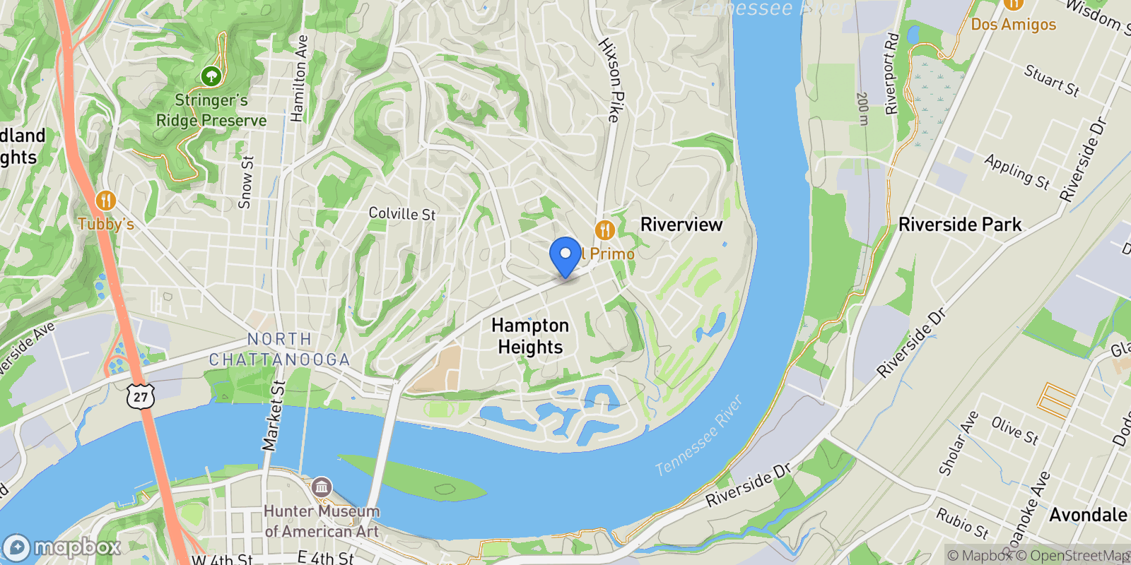 Map showing 800 Barton Avenue, Chattanooga, TN 37405, Chattanooga, TN, United States.