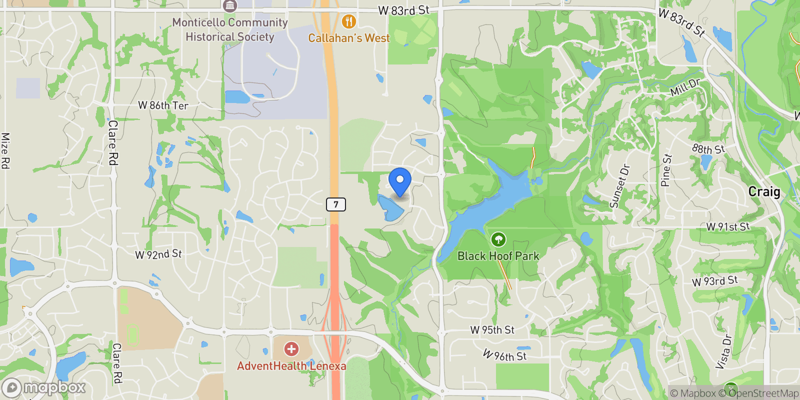 Map showing 8976 Ginger Street, Lenexa, KS 66227, Lenexa, Kansas, United States.