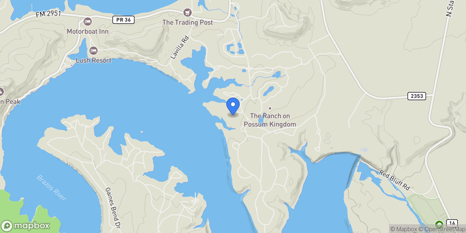 Map showing 2055 Limestone Trail, Possum Kingdom Lake, TX 76449, Graford, Texas, United States.
