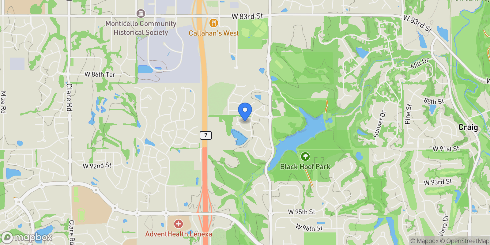 Map showing 22559 W 89th Terrace, Lenexa, KS 66227, Lenexa, Kansas, United States.