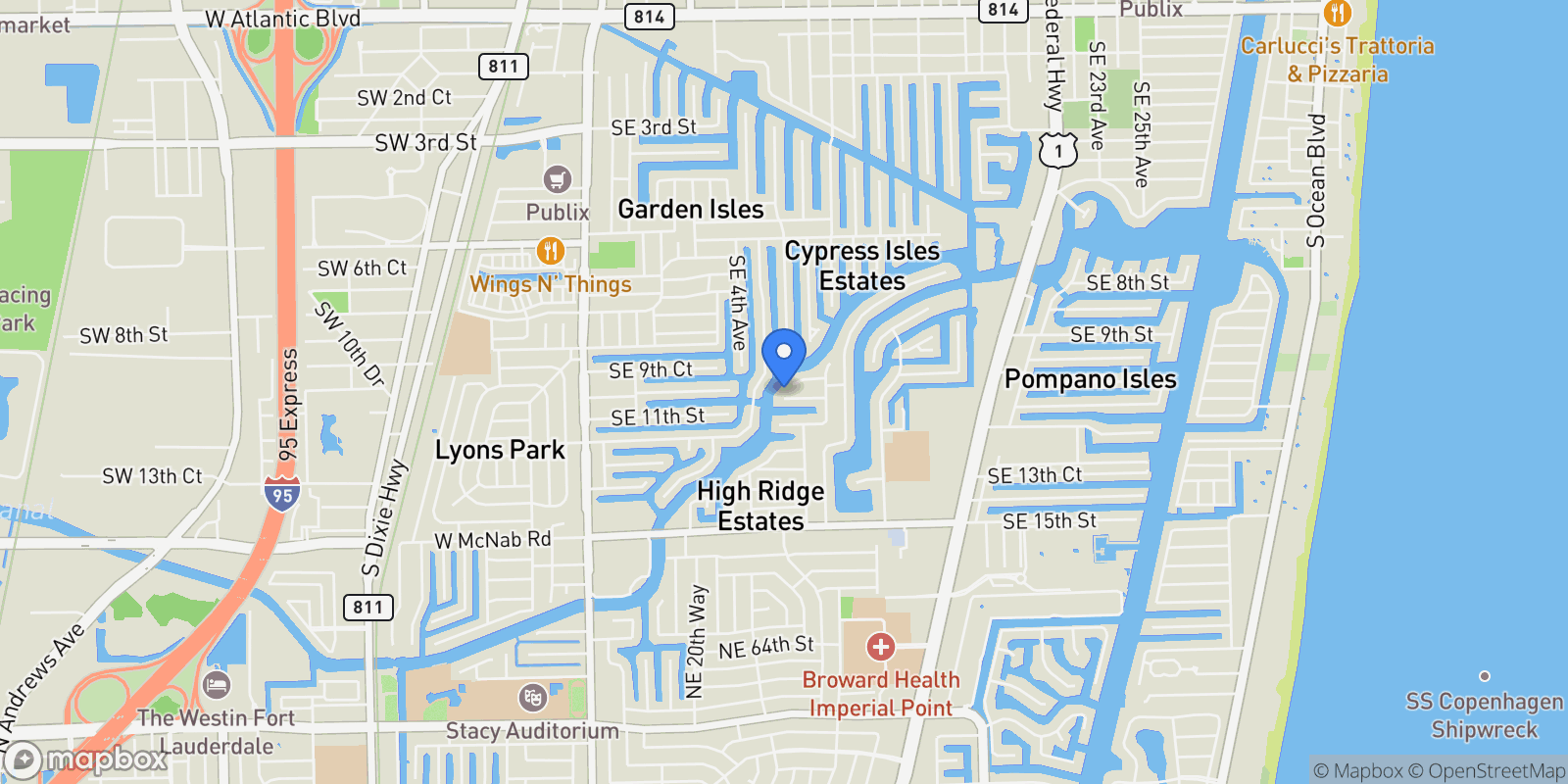 Map showing 571 SE 11th St, Pompano Beach, FL 33060, Pompano Beach, Florida, United States.