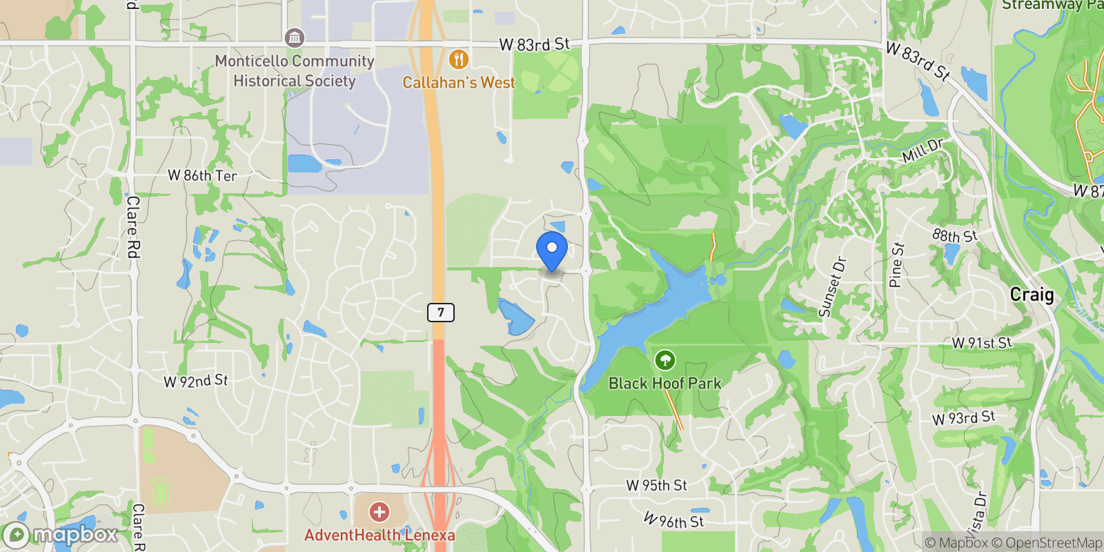 Map showing 22480 W 89th Terrace, Lenexa, KS 66227, Lenexa, Kansas, United States.