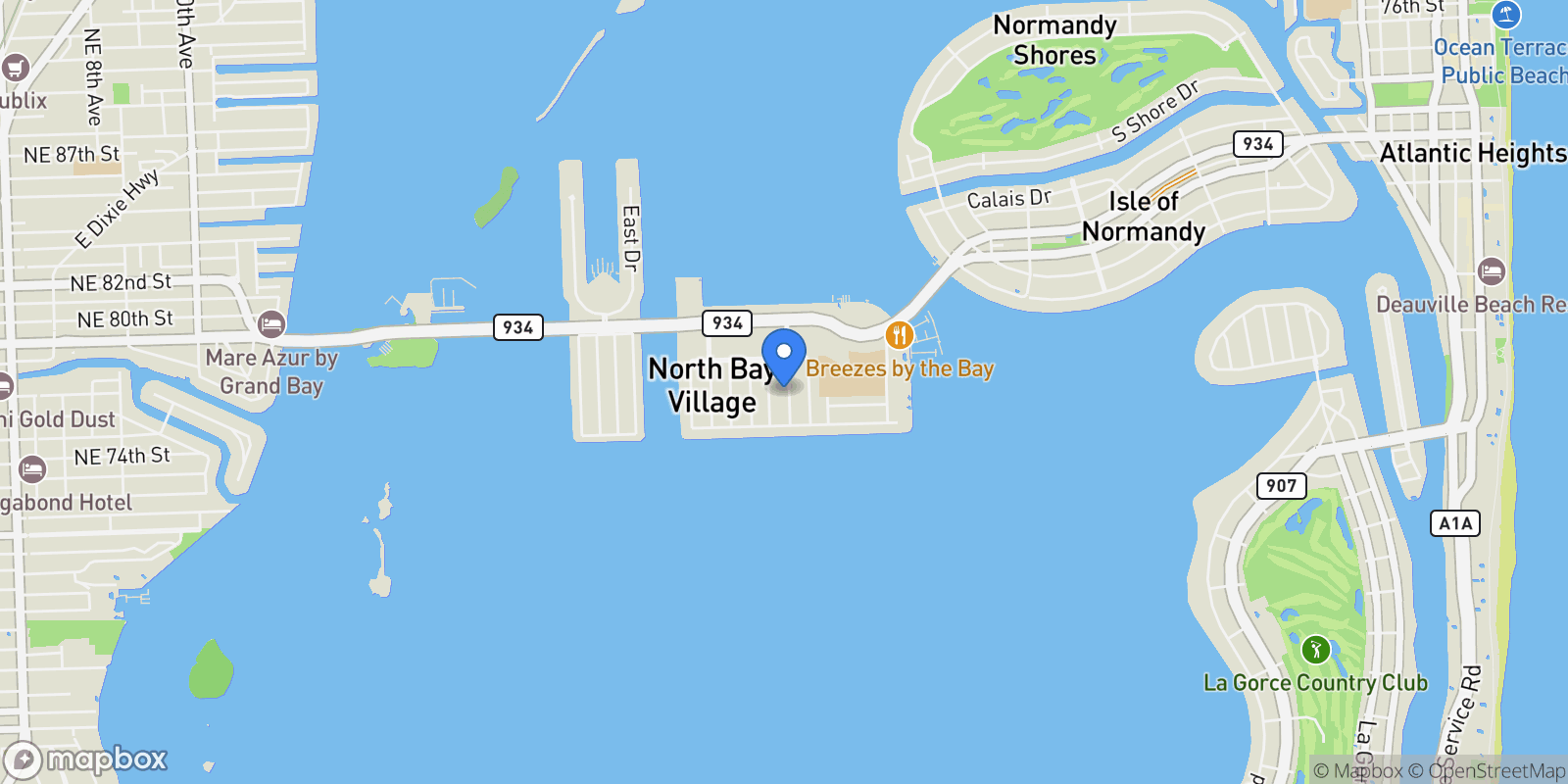 Map showing 7528 Hispanola Ave, North Bay Village, FL 33141, Miami Beach, Florida, United States.