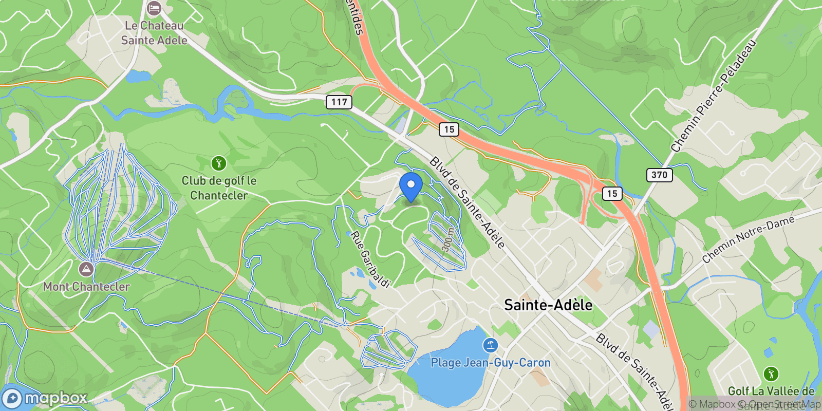 Map showing 1825 Rue du Skieur, Sainte-Adèle, Quebec, Canada.