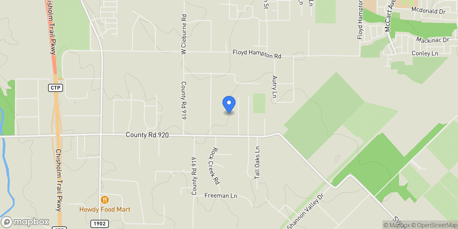 Map showing 2620 County Road 920, Crowley, TX 76036, Crowley, Texas, United States.