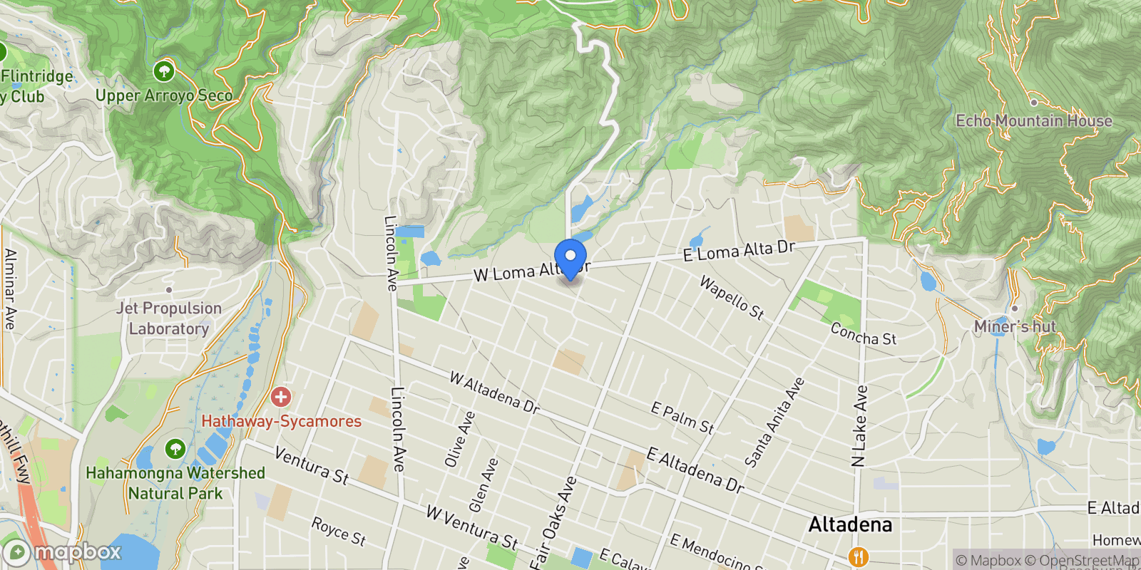 Map showing 3359 Glenrose Ave, Altadena, California, United States.