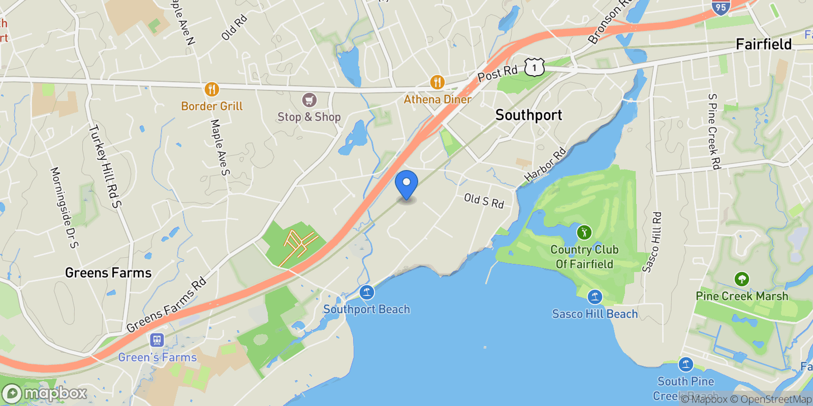 Map showing 305 South Gate Lane, Fairfield, CT, 06890, USA, Fairfield, Connecticut, United States.