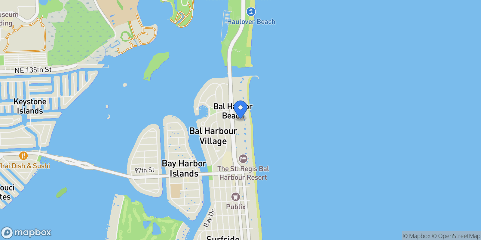 Map showing 10175 Collins Ave #504, Bal Harbour, FL 33154, Bal Harbour, Florida, United States.