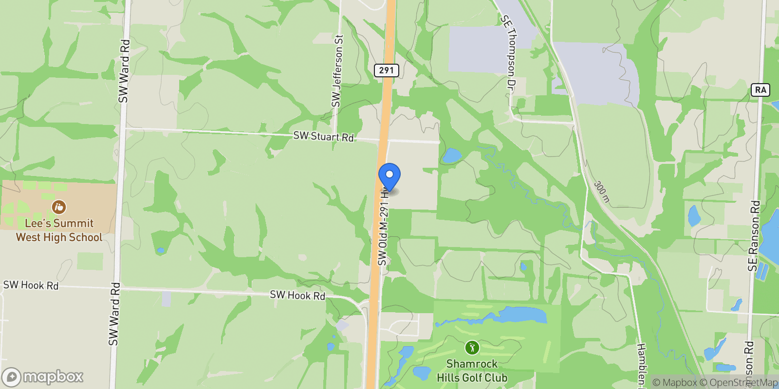 Map showing 2501 M 291 Highway, Lee's Summit, MO 64082, Lee's Summit, Missouri, United States.