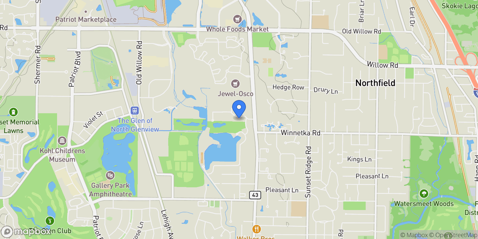 Map showing 1719 Wildberry Drive #B, Glenview, Illinois, United States.