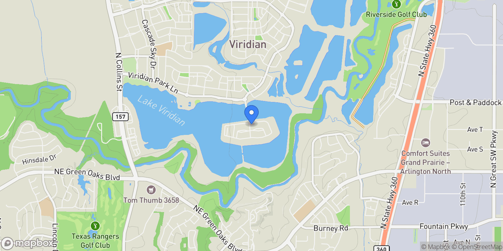 Map showing 1400 Island Vista Drive, Arlington, TX 76005, Arlington, Texas, United States.