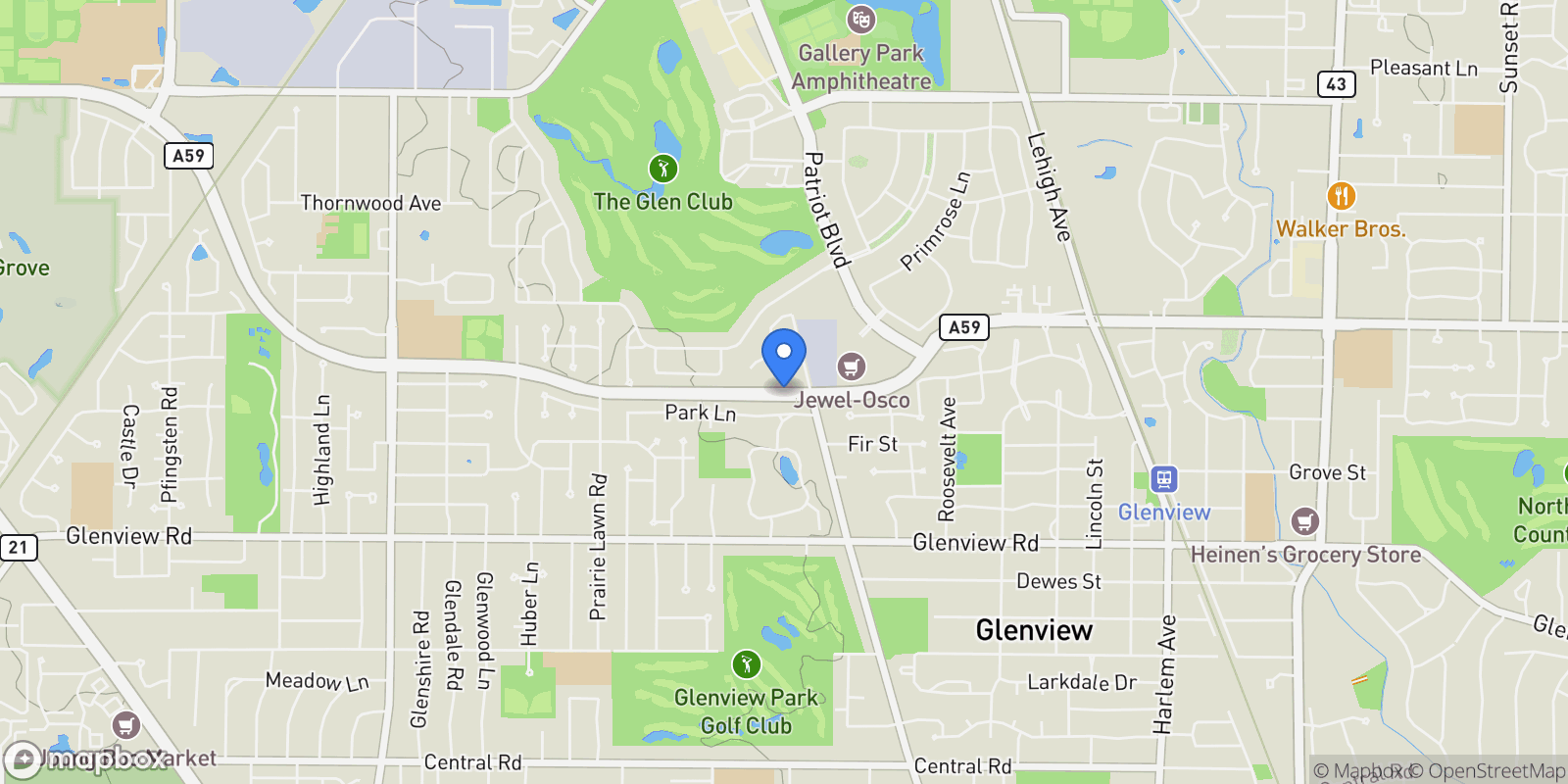 Map showing Glenview, Illinois, United States.