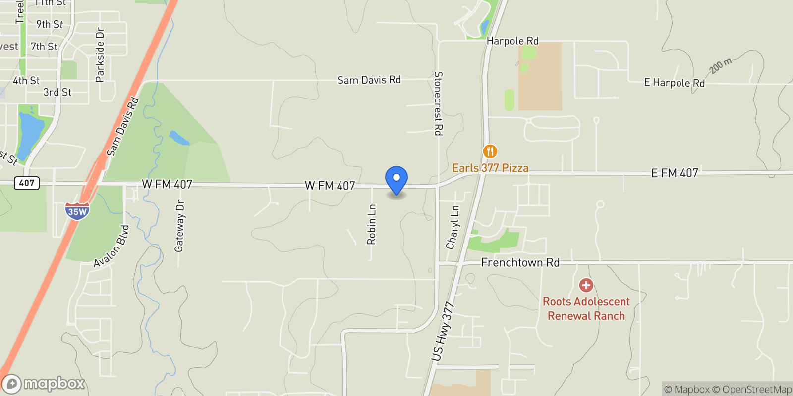 Map showing 245 Fm 407 W, Argyle, TX 76226, Lantana, Texas, United States.