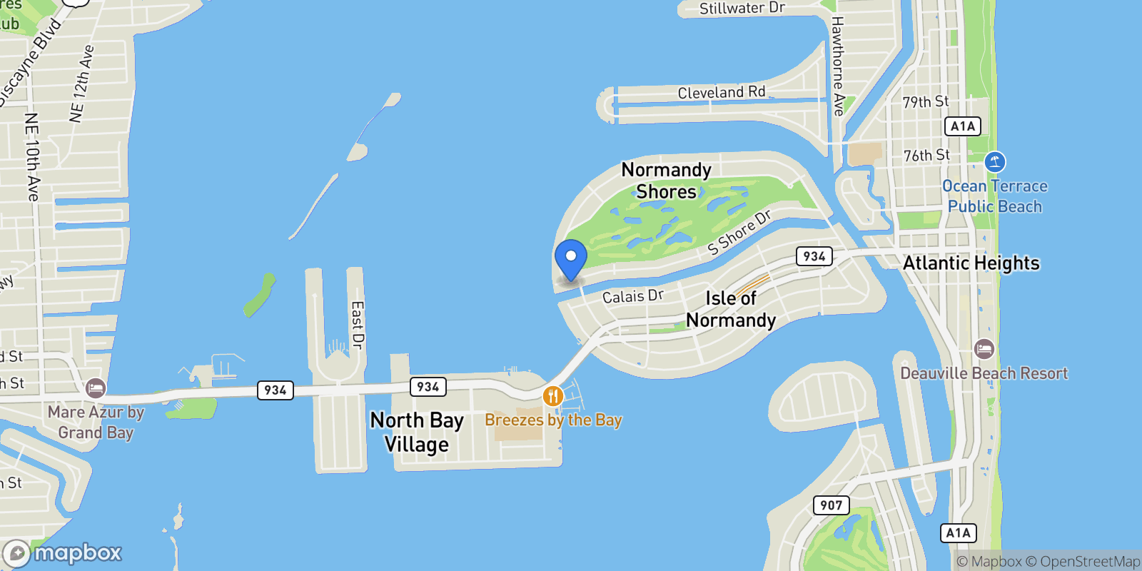 Map showing 1020 S Shore Dr, Miami Beach, FL 33141, Miami Beach, Florida, United States.