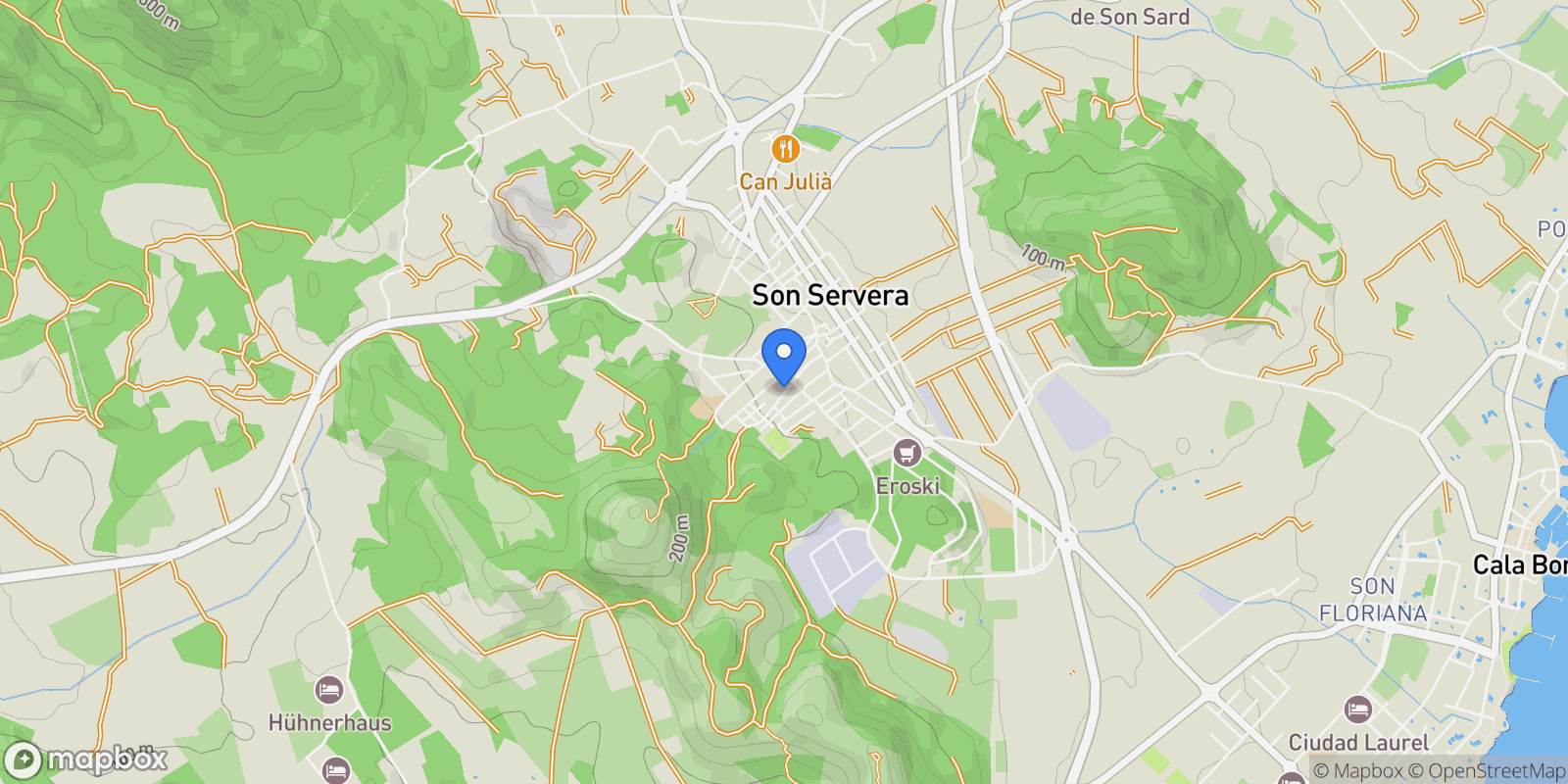 Map showing Son Servera, Son Servera, BALEARES, Son Servera, Son Servera, Balearic Islands, Spain.