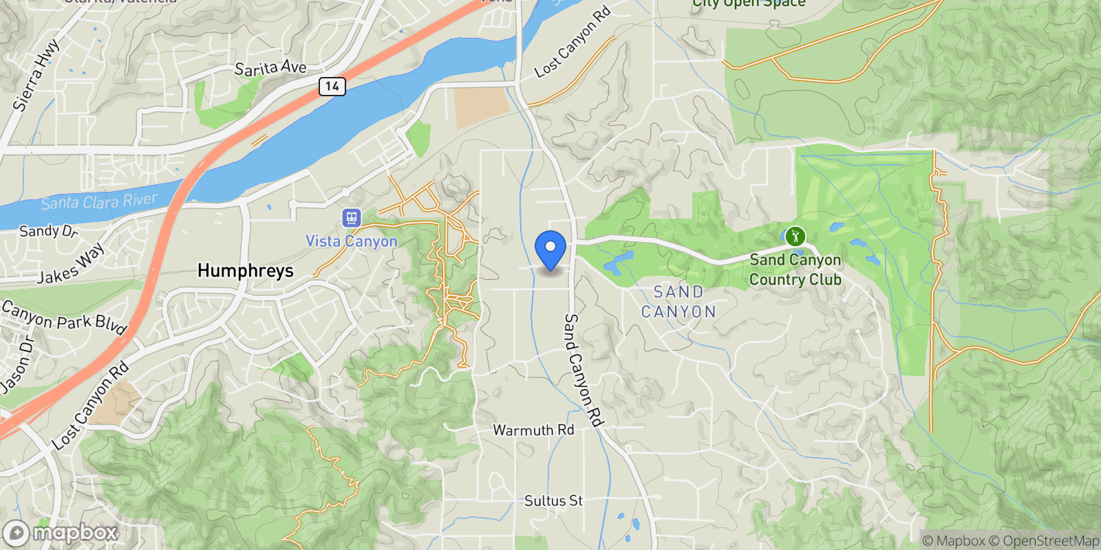 Map showing 16235 Valley Ranch Rd, Santa Clarita, California, United States.