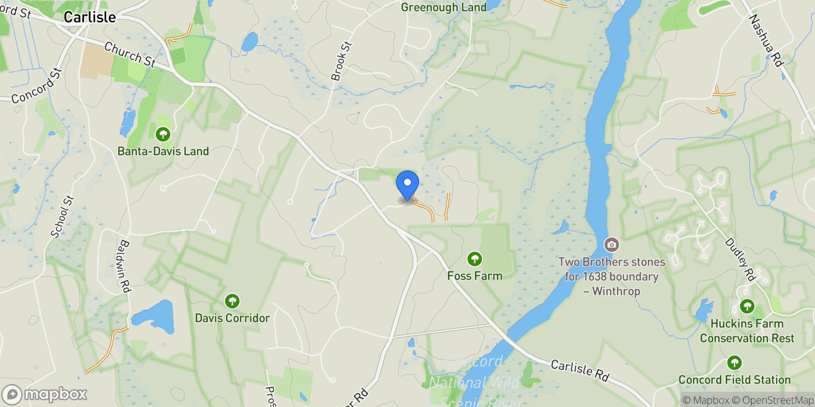 Map showing 13 Kay's Walk, Carlisle, MA, 01741, USA, Carlisle, Massachusetts, United States.