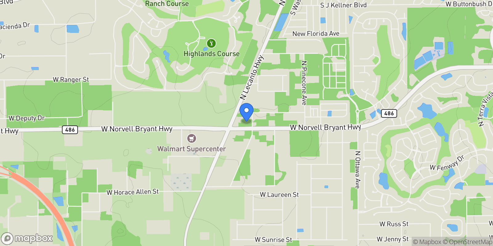 Map showing 2853 W Norvell Bryant Highway, Lecanto, FL 34461, Lecanto, Florida, United States.