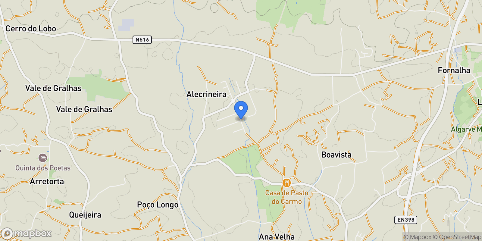 Map showing Cerro Azul, 8700 Quelfes, Portugal, Quelfes, Algarve, Portugal.