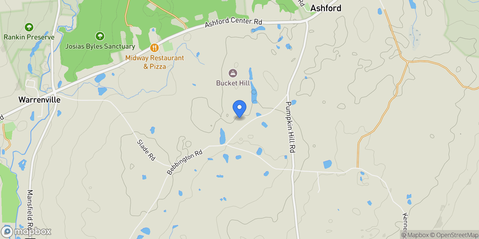 Map showing 66 Bebbington Road 86, Ashford, CT, 06278, USA, Ashford, Connecticut, United States.