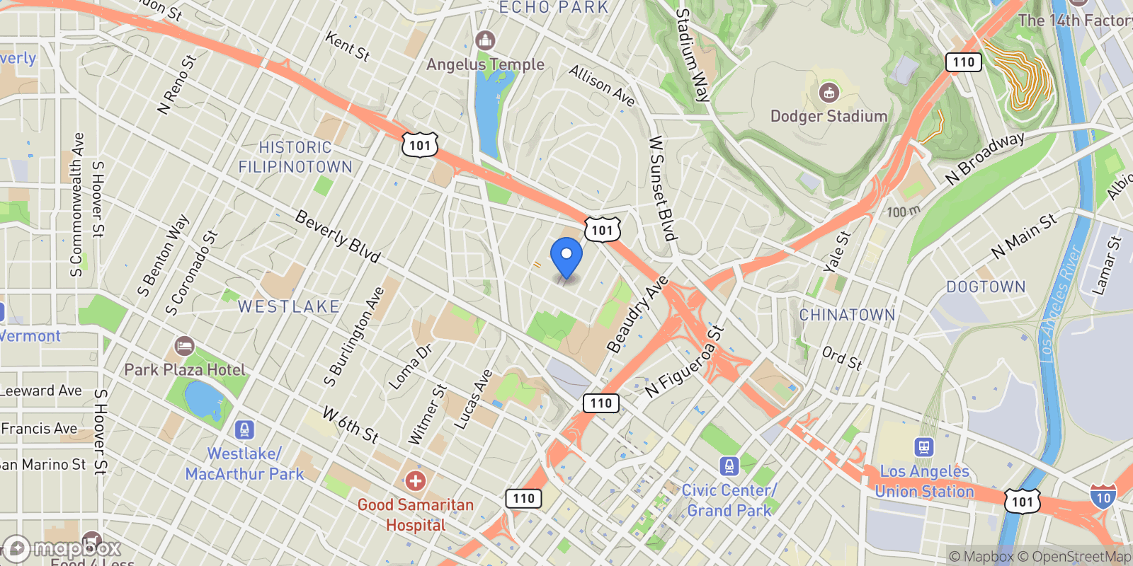 Map showing 308 E Edgeware Rd, Los Angeles, California, United States.
