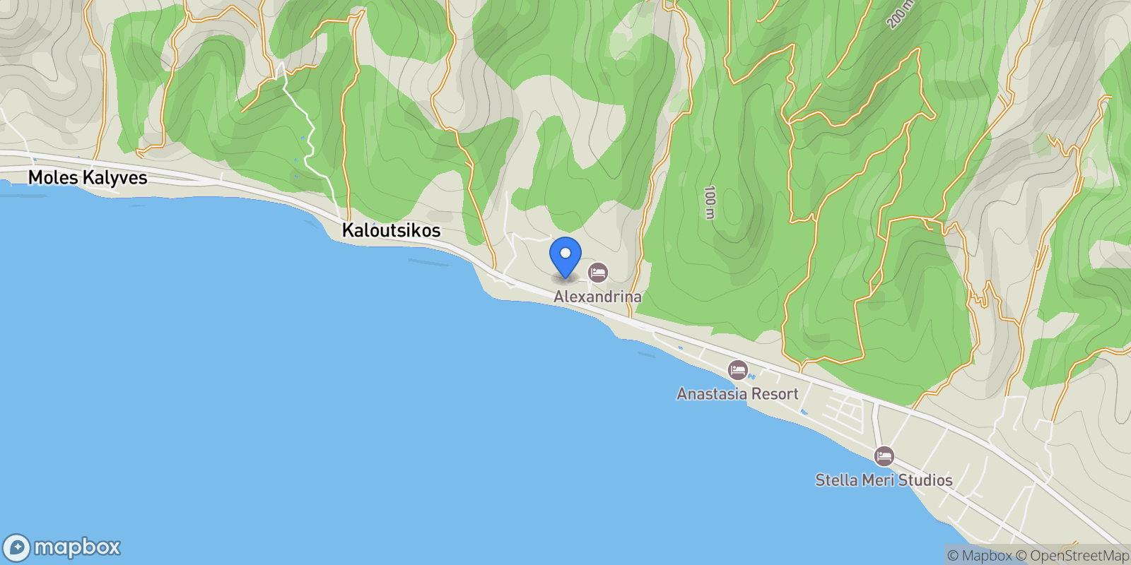Map showing Kassandra, Macedonia and Thrace, Greece.