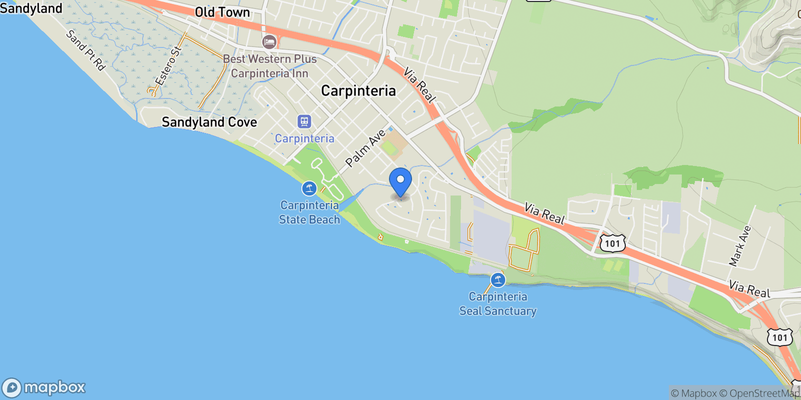 Map showing 5510 Callejon, Carpinteria, California, United States.