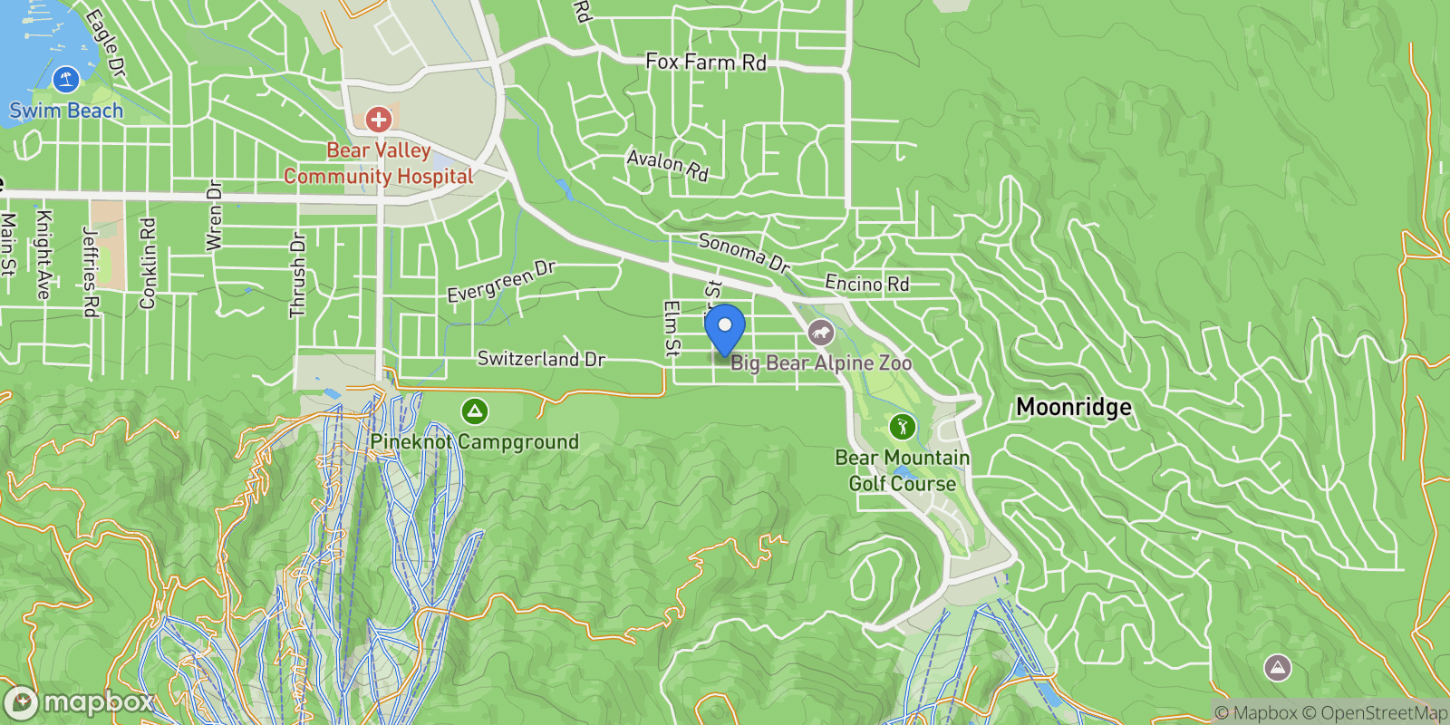 Map showing 42632 Cedar Ave, Big Bear Lake, California, United States.