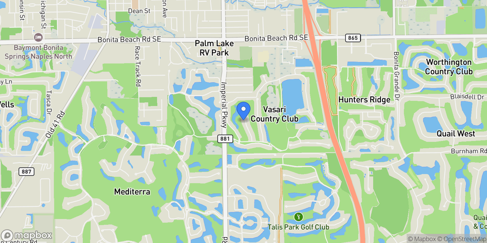 Map showing 28649 Pienza CT, Bonita Springs, FL, 34135, USA, Bonita Springs, Florida, United States.