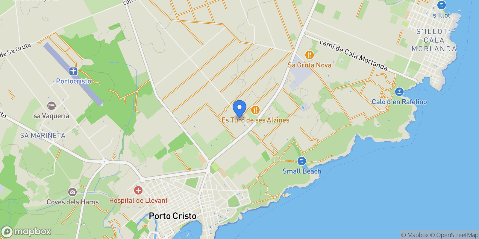 Map showing PORTOCRISTO, Manacor, BALEARES, Manacor, Manacor, Balearic Islands, Spain.