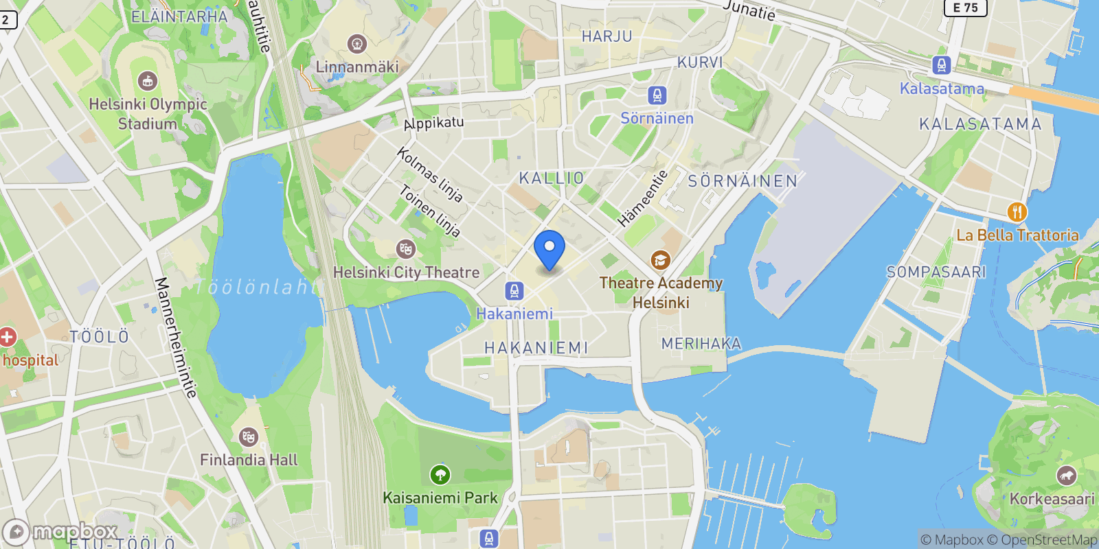 Map showing Hämeentie 8, Helsinki, Uusimaa, Finland.