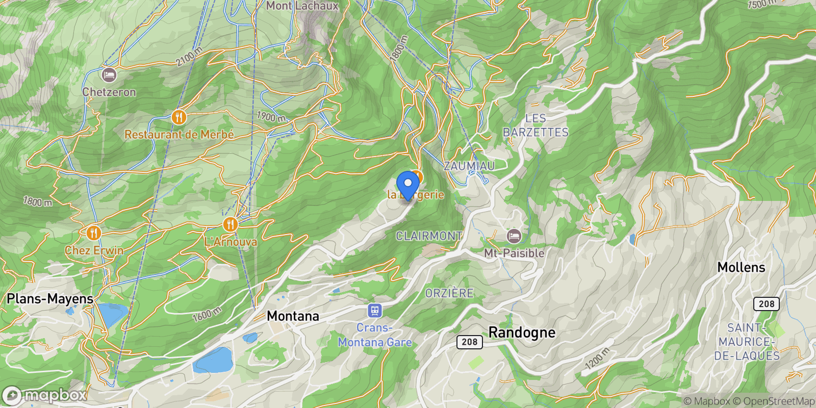 Map showing route de Vermala 73, Crans-Montana, VS 3963, Crans-Montana, Valais, Switzerland.