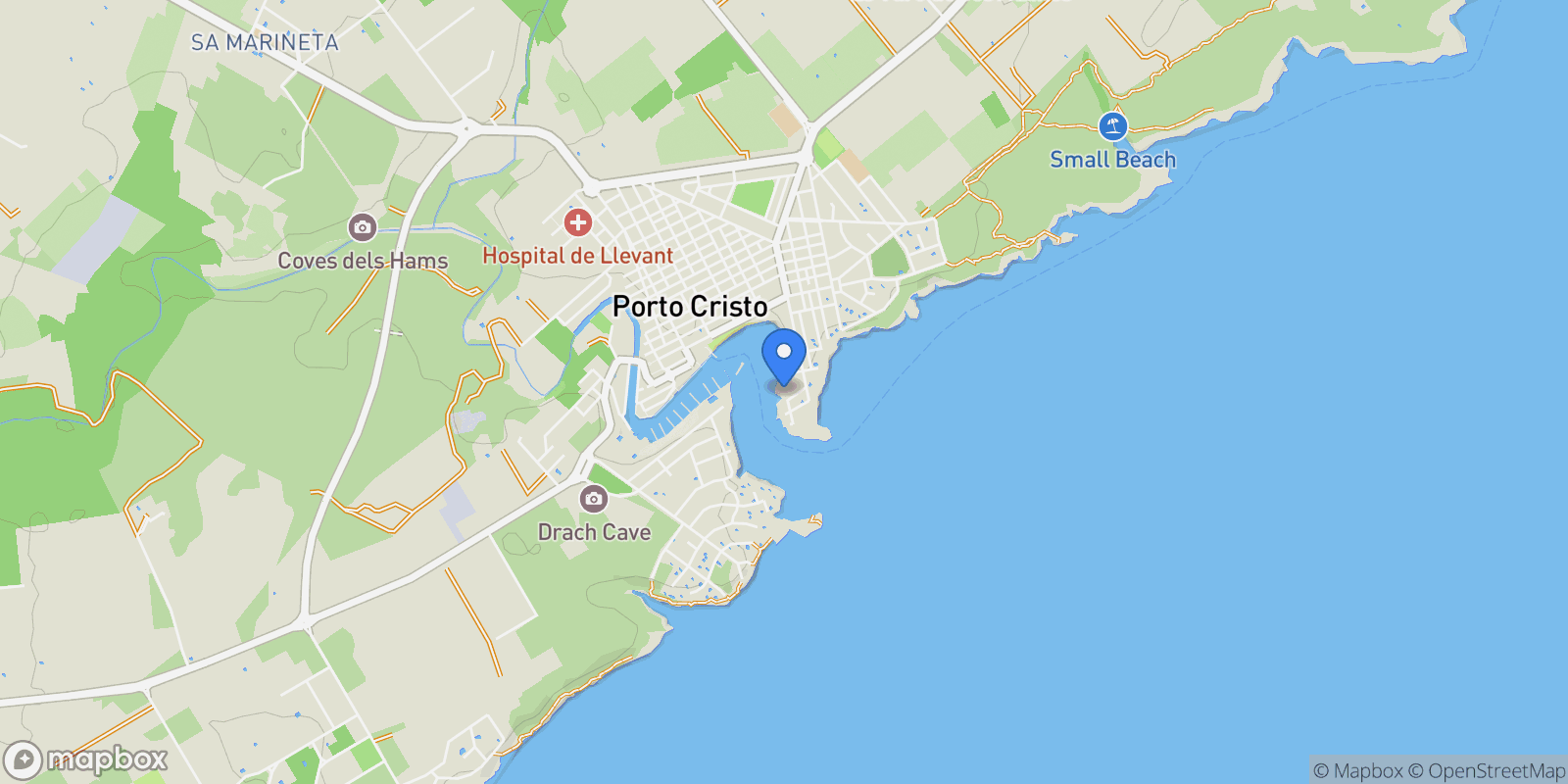 Map showing Porto Cristo, Manacor, BALEARES, Manacor, Manacor, Balearic Islands, Spain.