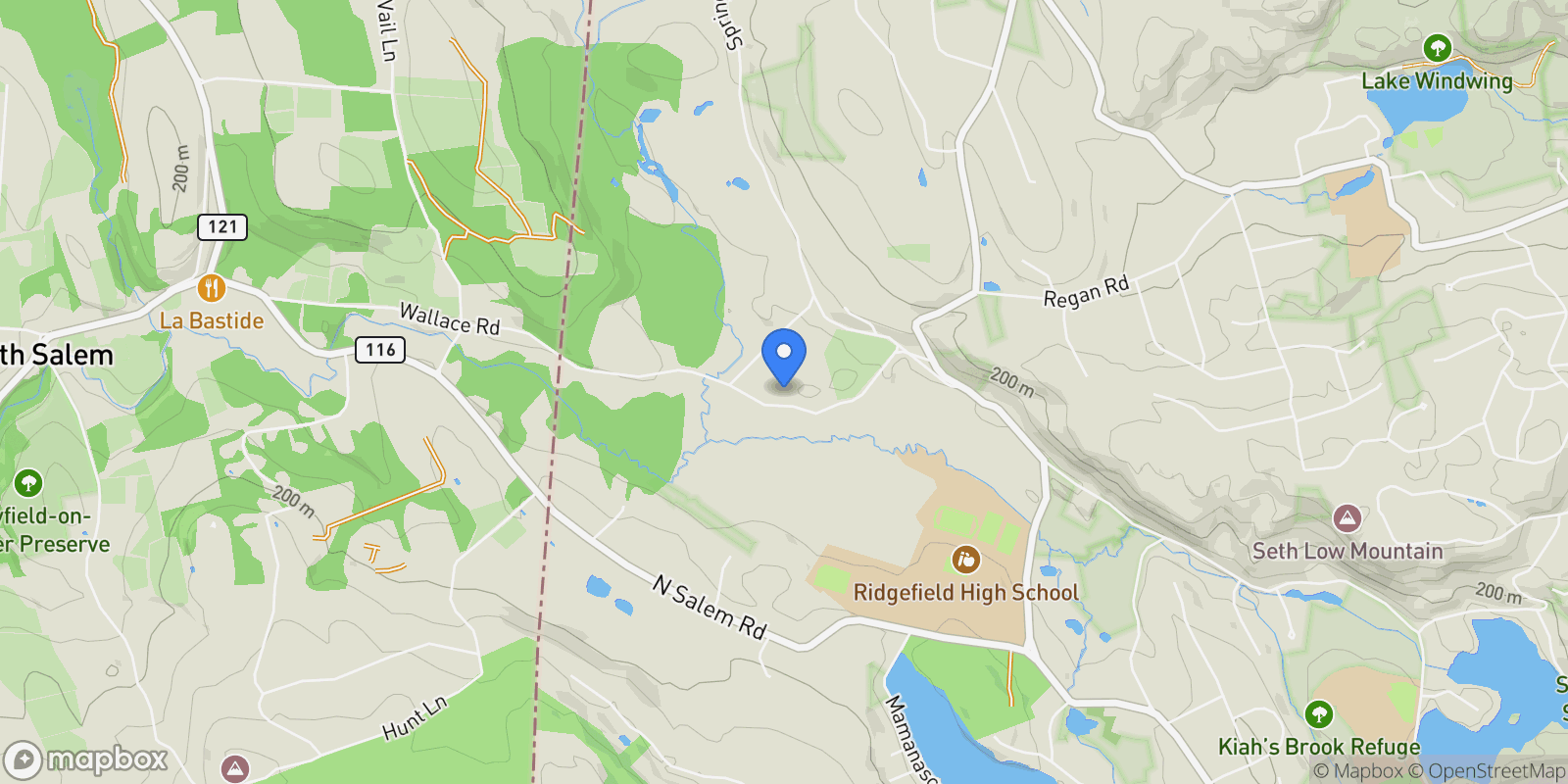 Map showing 68 Mopus Bridge Road, Ridgefield, CT, 06877, USA, Ridgefield, Connecticut, United States.