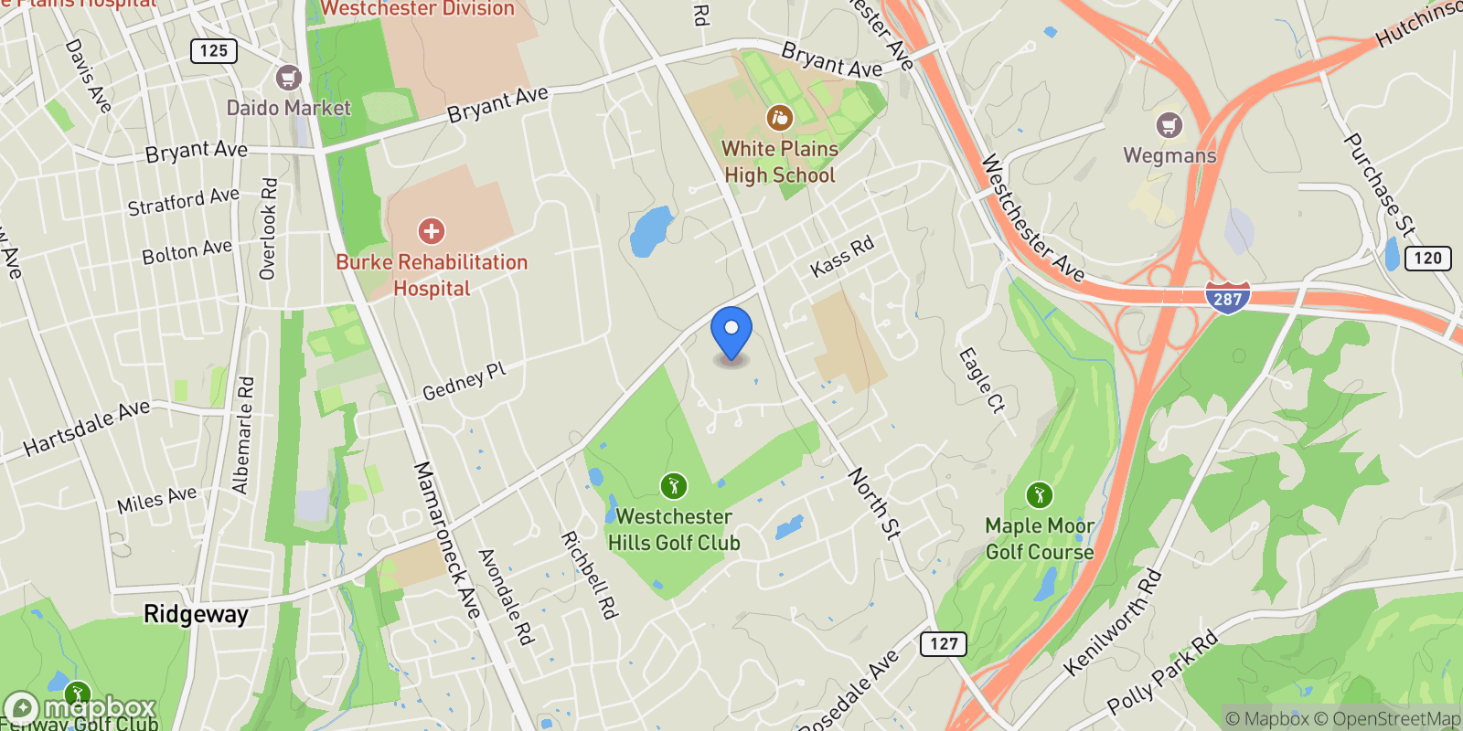 Map showing 39 Club Pointe Drive, White Plains, NY, 10605, USA, White Plains, New York, United States.