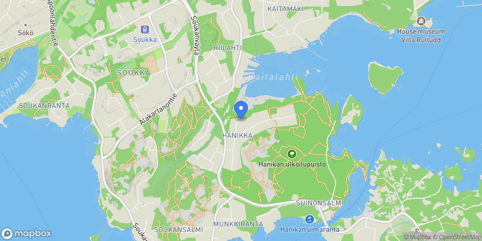 Map showing Hanikka 14, Lahnus, Uusimaa, Finland.