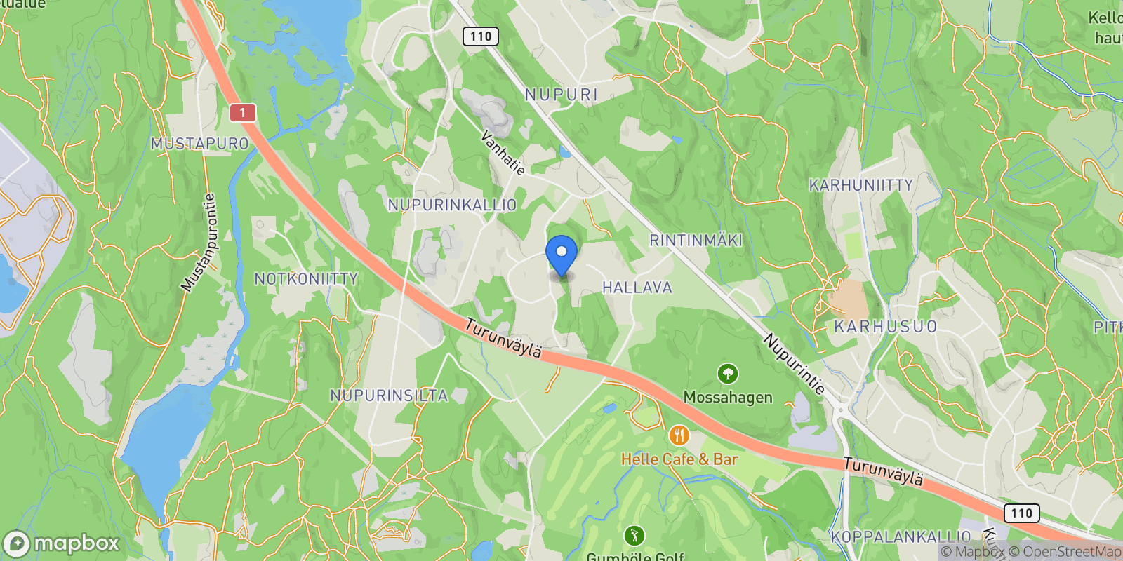 Map showing Hallavantorpantie 14 K, Lahnus, Uusimaa, Finland.