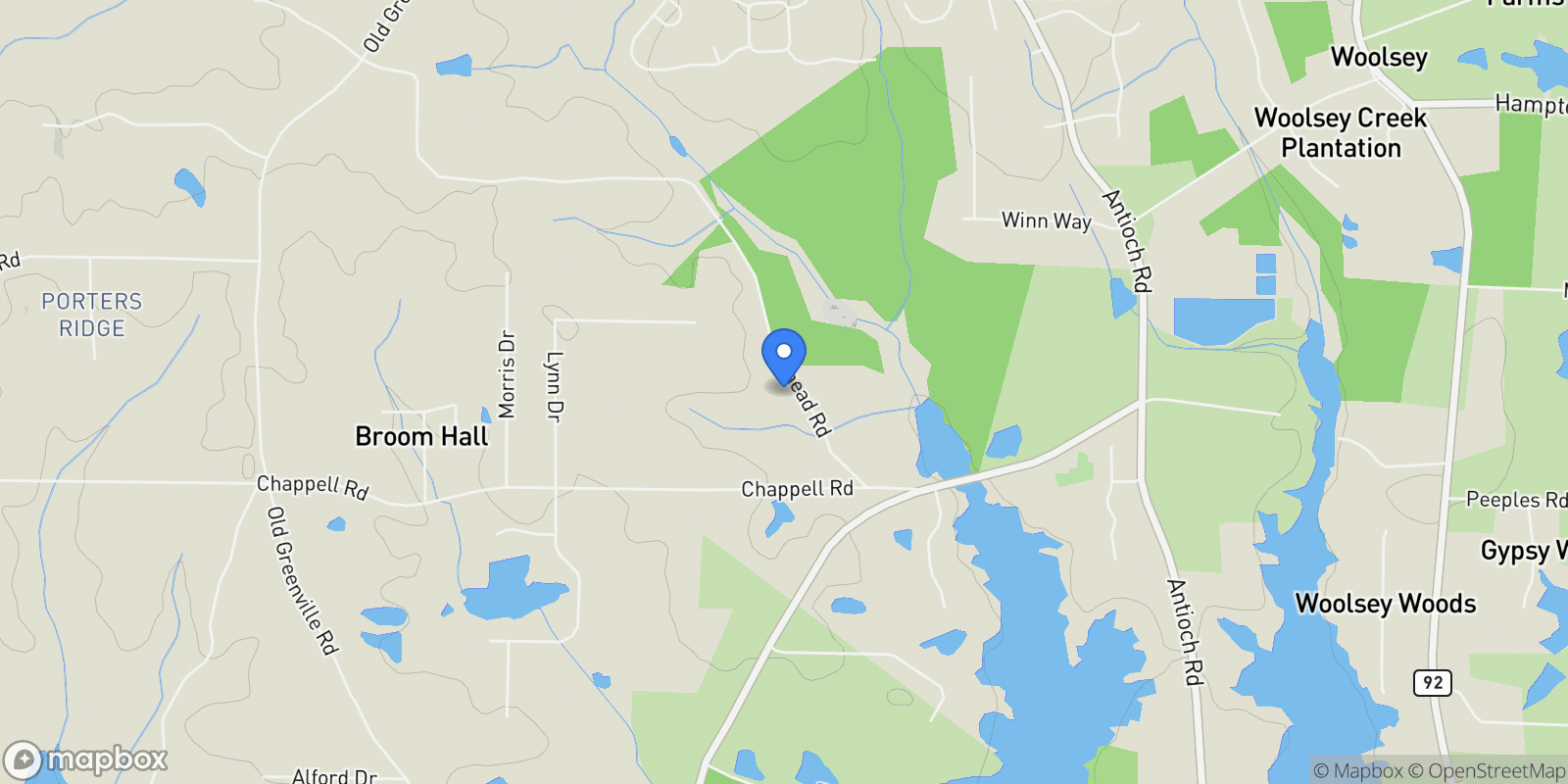 Map showing Fayetteville, Georgia, United States.