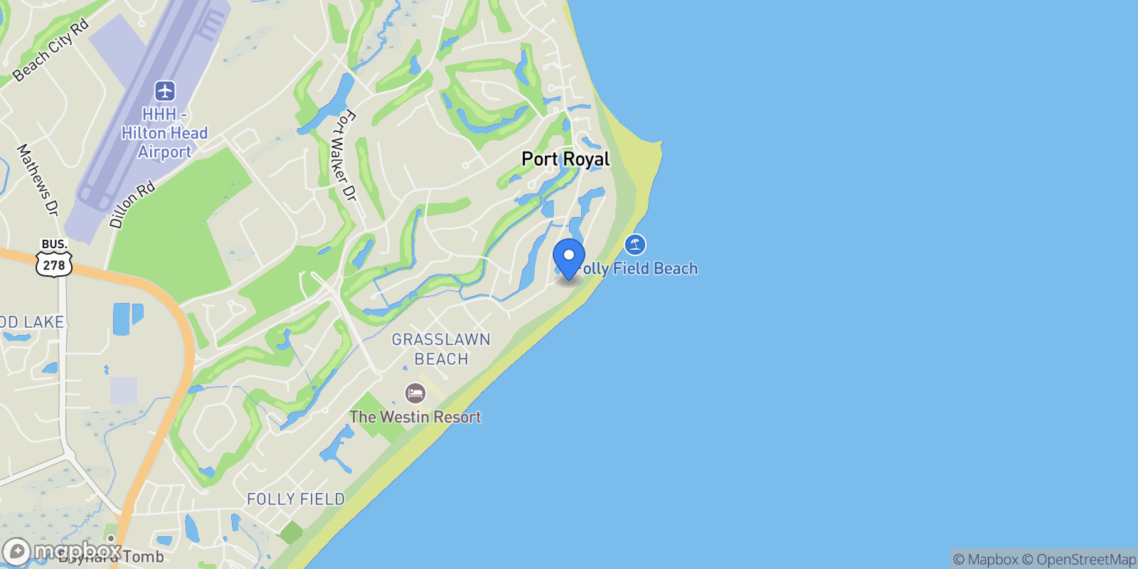 Map showing 16 Planters Row, Hilton Head Island, SC, 29928, USA, Hilton Head Island, South Carolina, United States.