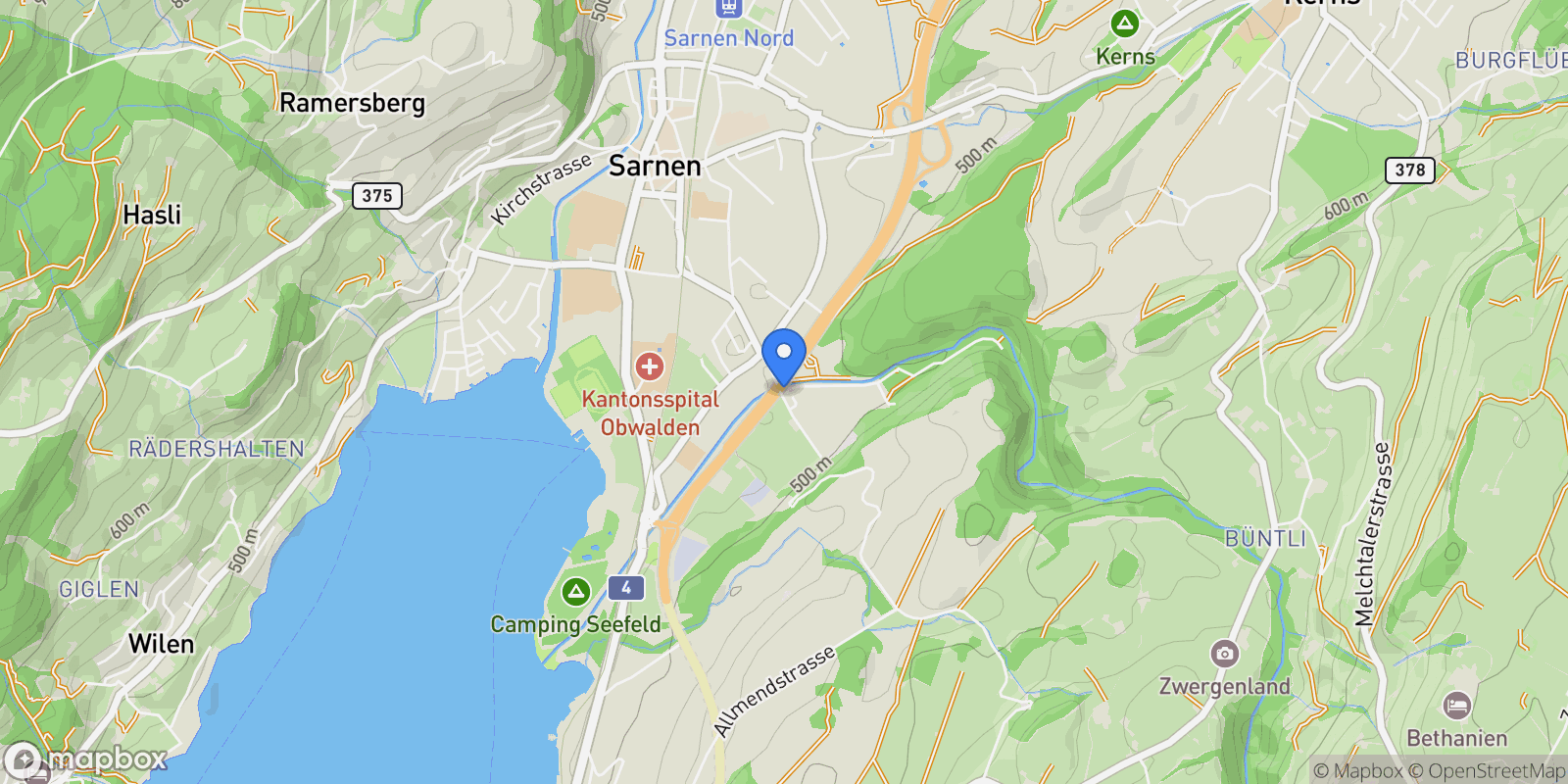 Map showing Schützenhaus 1, Sarnen, OW 6060, Sarnen, Obwalden, Switzerland.