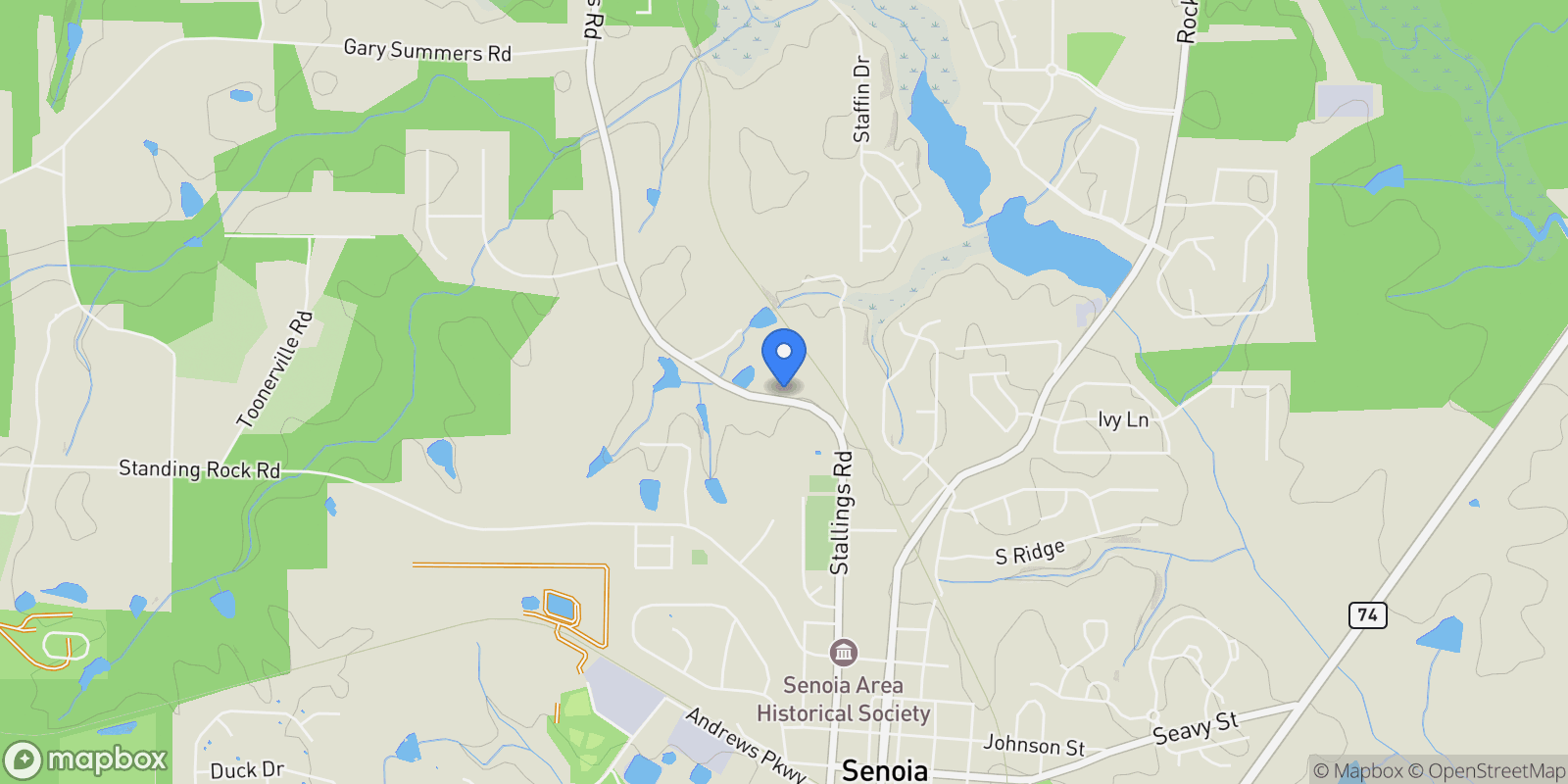 Map showing Senoia, GA, United States.