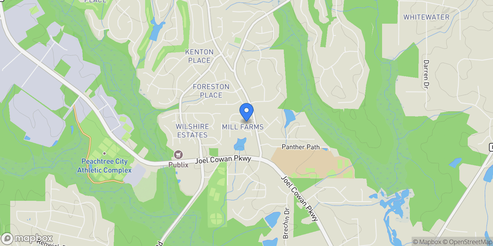 Map showing Peachtree City, Georgia, United States.