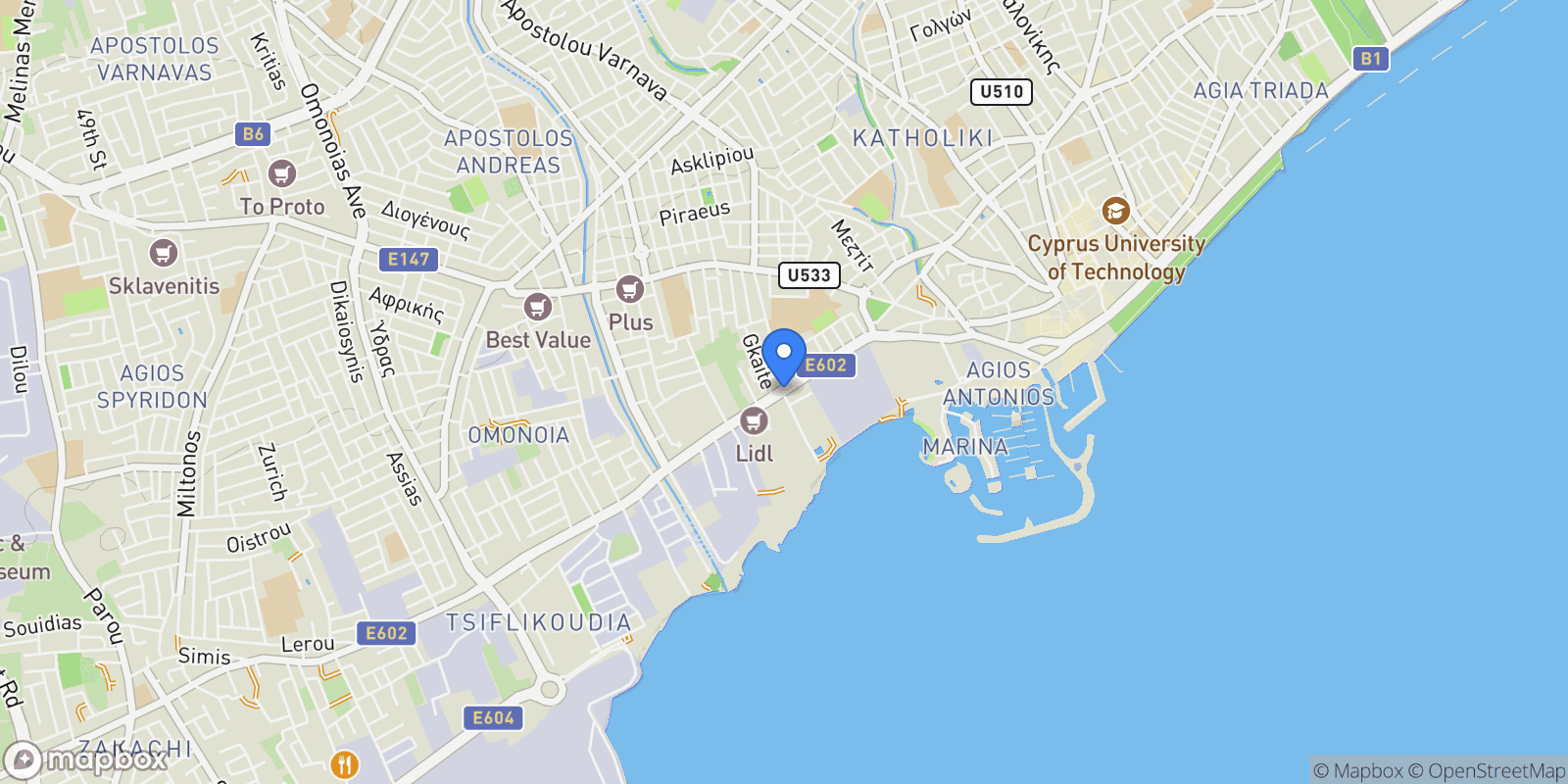 Map showing Thomas Edison, Lemesos, Cyprus, Limassol, Limassol, Cyprus.