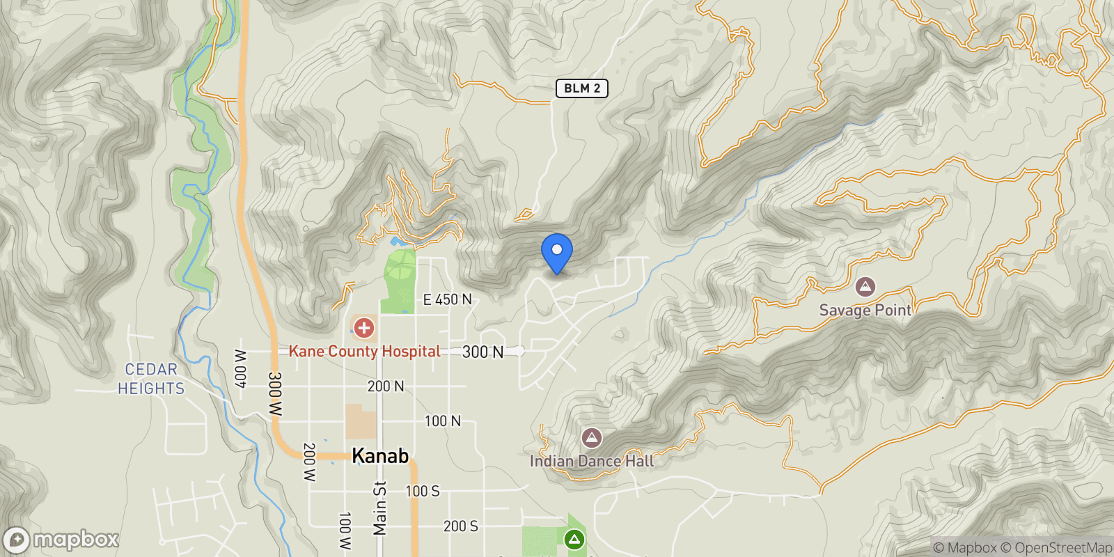Map showing 493 E DONNER CIR, Kanab, Utah, United States.