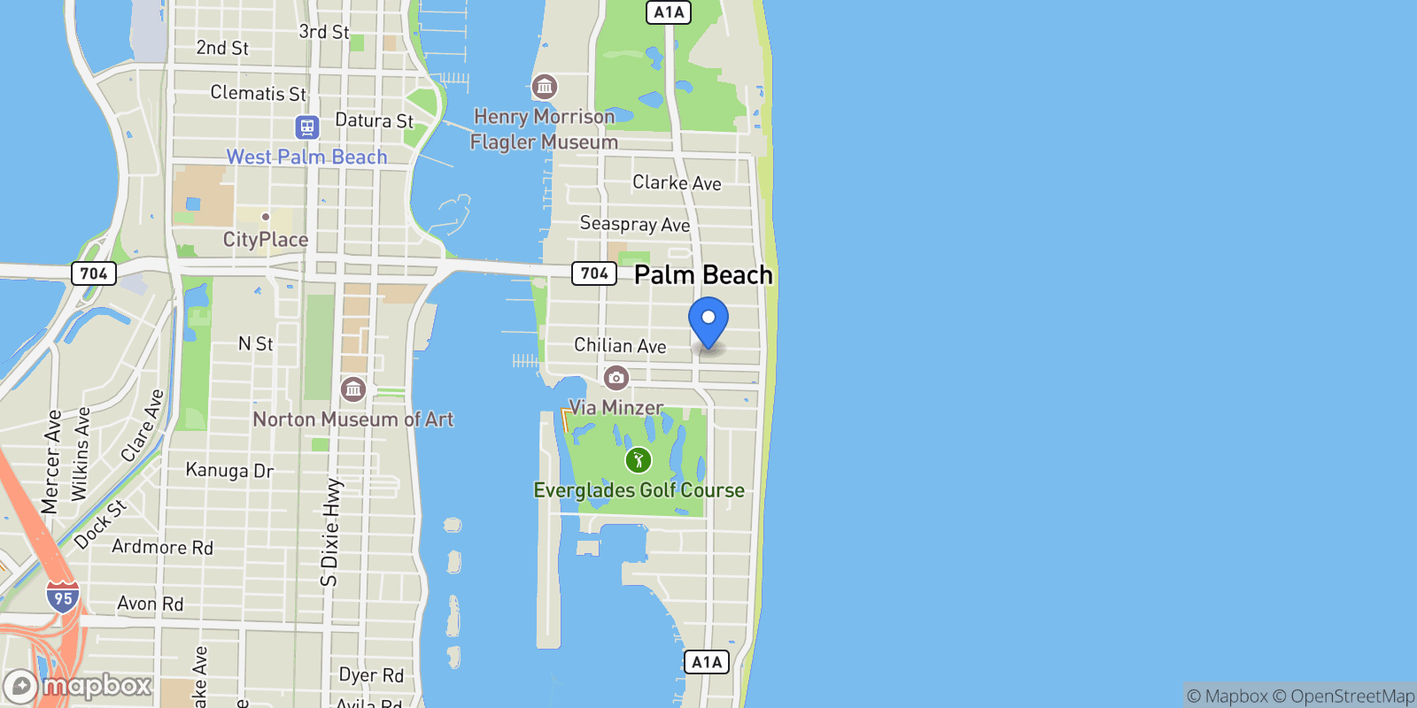 Map showing Chilean Avenue, Palm Beach, Florida, United States.