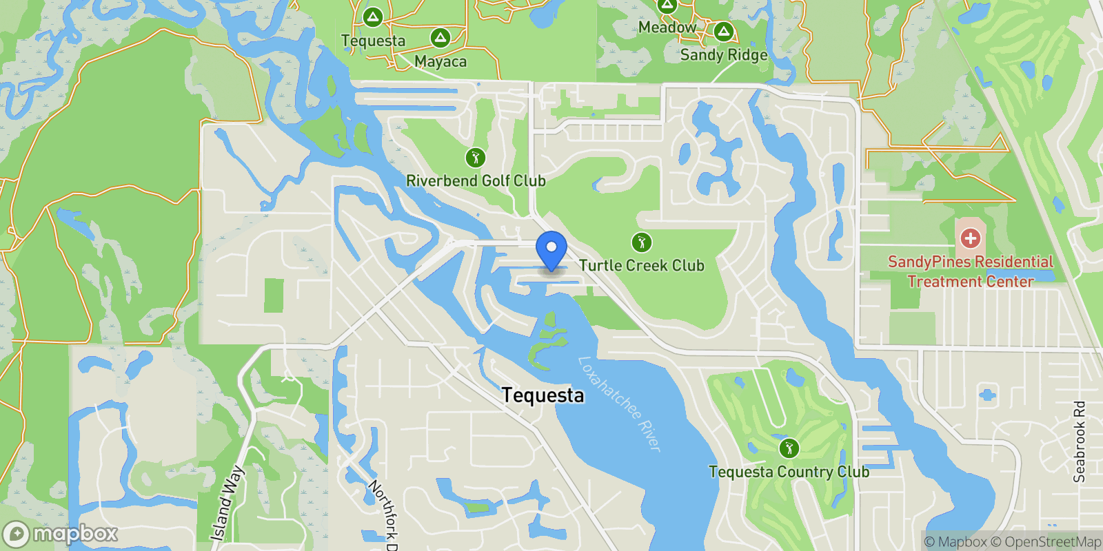 Map showing SE Cove Point Street, Tequesta, Florida, United States.