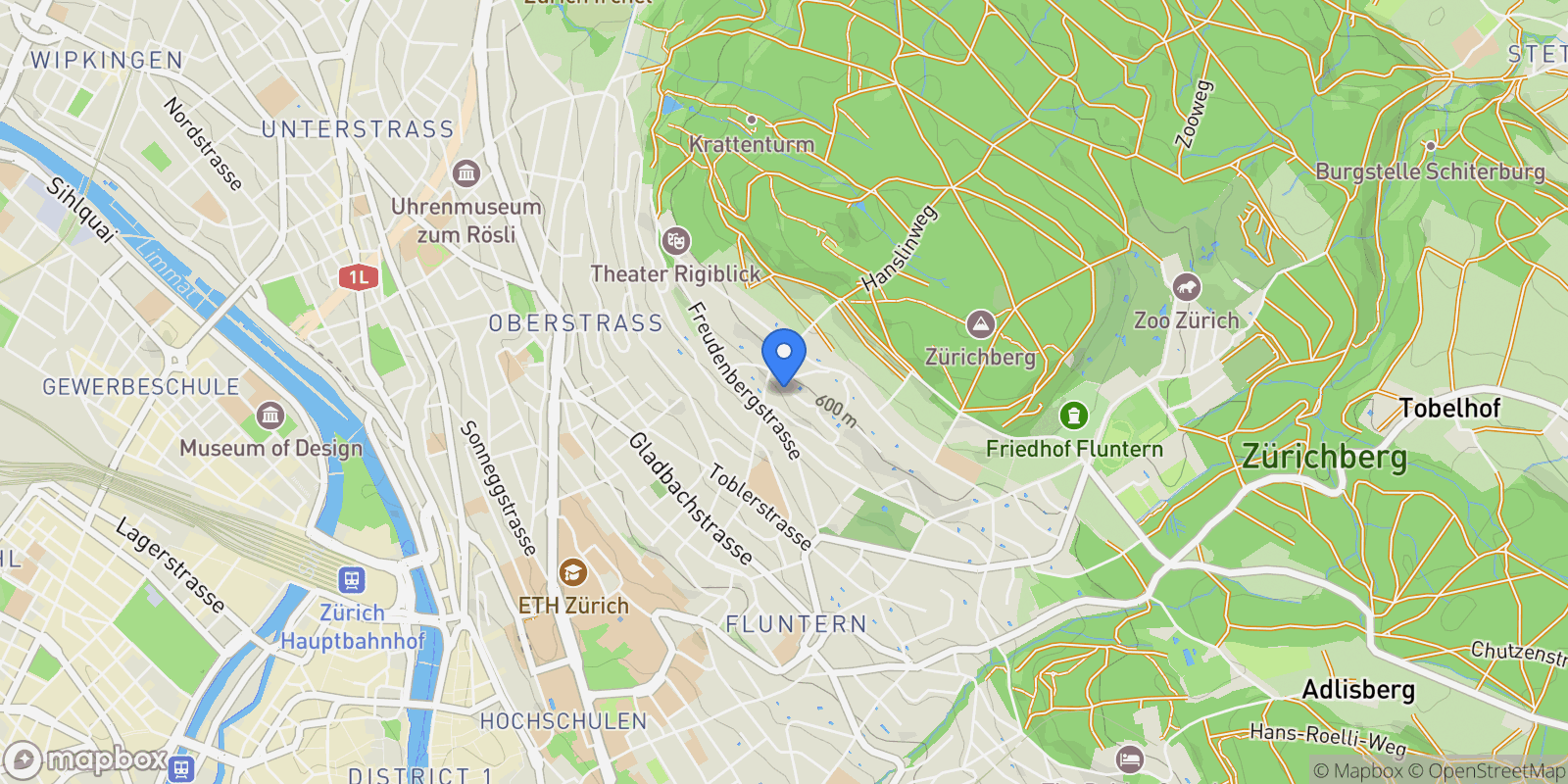 Map showing 8044 Zürich, ZH, Zürich, ZH 8044, Zürich, Zurich, Switzerland.