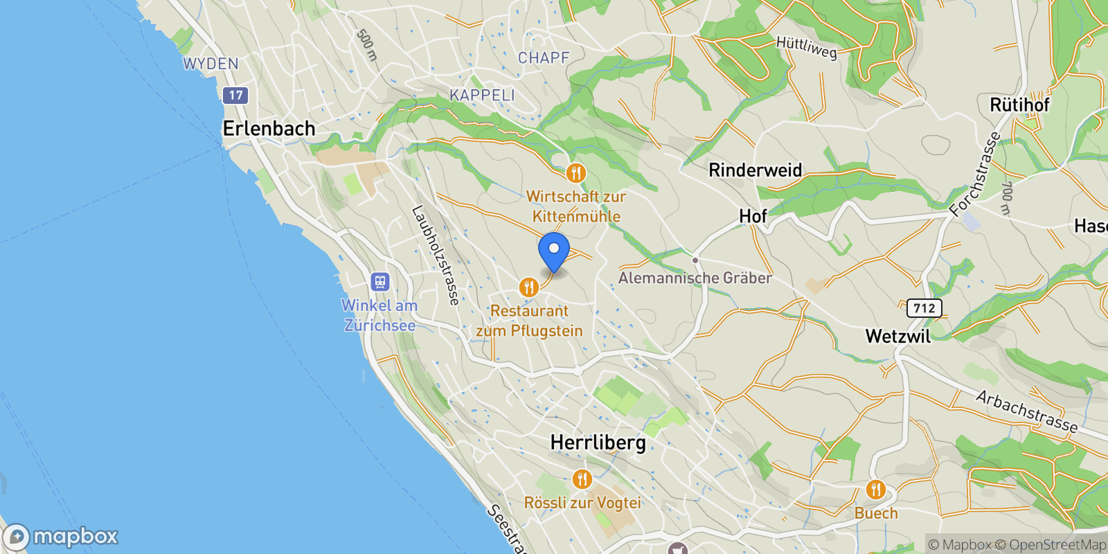 Map showing Erlenbach, ZH, Erlenbach ZH, ZH 8703, Herrliberg, Zürich, Switzerland.