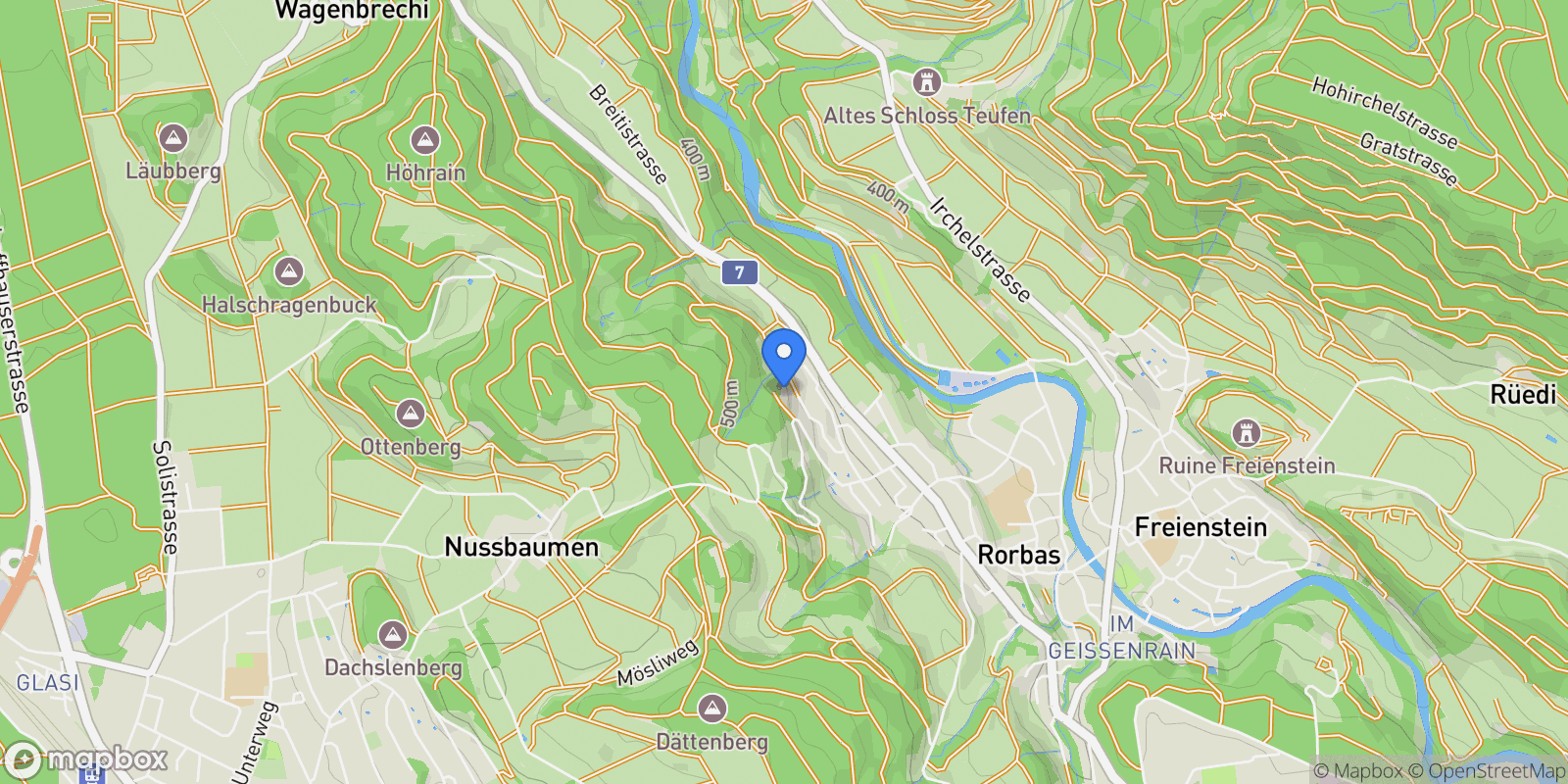 Map showing 15 min vom Flughafen Zürich, 8427 Rorbas, ZH, Rorbas, ZH 8427, Rorbas, Zürich, Switzerland.